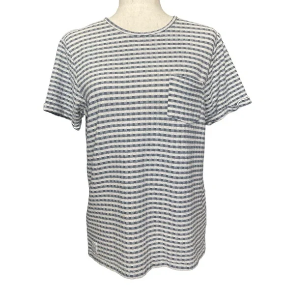 Native Youth Blue/White Gingham Unisex T Shirt M - Picture 2 of 9